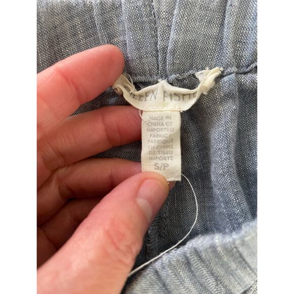 Eileen Fisher Size S Slate Blue 100% Organic Linen Capri Pants - Picture 6 of 6